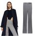 Zara Pants & Jumpsuits | New Zara Pants Extra Long Ribbed Knit Flare Leggings Heather Grey Size Xl | Color: Gray | Size: Xl