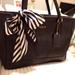Coach Bags | Coach Black Saffiano Leather Med Tote With Striped Scarf | Color: Black | Size: Os