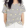 Madewell Tops | Madewell Embroidered Sun Boxy Stripe Crop Top Xxs | Color: White/Yellow | Size: Xxs