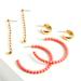 Torrid Jewelry | Coral Hoop And Linear Bead Earrings Trio | Color: Gold/Pink | Size: Os
