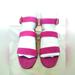 J. Crew Shoes | New: J. Crew Three Strap Stacked Heel Sandals In Suede - Fuchsia - Size 9 | Color: Pink | Size: 9