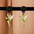 Disney Jewelry | New Disney Tinkerbell Dangle Earrings | Color: Green/White | Size: Os