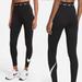 Nike Pants & Jumpsuits | Nike Sportswear Club Women's High-Waisted Leggings Logo Waist | Color: Black/White | Size: S