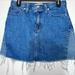 Madewell Skirts | Madewell A-Line Denim Skirt W/Distress Hem Size 28 In Excellent Condition | Color: Blue | Size: 28