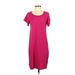 t.la Casual Dress - Shift Scoop Neck Short sleeves: Burgundy Solid Dresses - Women's Size X-Small