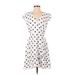 J.Crew Casual Dress - Mini V Neck Short sleeves: White Polka Dots Dresses - Women's Size 4