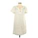 J.Crew Casual Dress - Mini V Neck Short sleeves: Ivory Solid Dresses - Women's Size 2