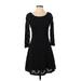 American Eagle Outfitters Cocktail Dress - A-Line Scoop Neck 3/4 sleeves: Black Solid Dresses - Women's Size Small