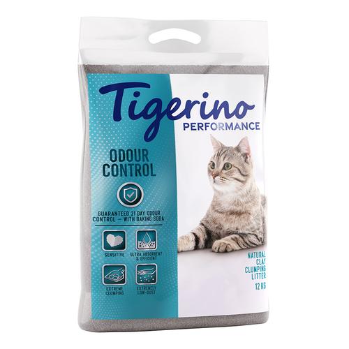 12kg Tigerino Performance Odour Control Katzenstreu mit Natron – parfümfrei