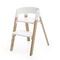 Stokke Steps Chair - Natural Legs & White Seat - 5-in-1 Seat System - Can Transform Into Newborn + Toddler High Chair - Use Throughout Childhood or Up to 187 lbs. - Tool Free, Stylish & Adjustable