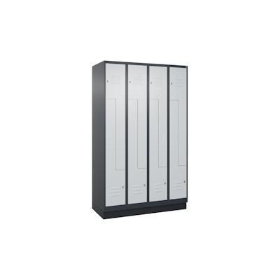 C+P Z-Spind Classic PLUS, Sockel, 8 Abteile, HxBxT 195x120x50cm, Zylinderschloss, Anthrazit/Hellgrau von PROREGAL Image