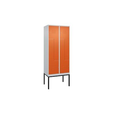 C+P Z-Spind Classic PLUS, Gestell, 4 Abteile, HxBxT 212x80x50cm, Zylinderschloss, Hellgrau/Reinorange von PROREGAL Image