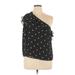 1.State Sleeveless Blouse: One Shoulder One Shoulder Black Polka Dots Tops - Women's Size X-Large