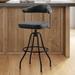Trent Austin Design® Keighley Swivel 29.52" Bar Stool Wood/Upholstered/Leather/Metal/Genuine Leather in Black | 42.1 H x 20.4 W x 18.5 D in | Wayfair