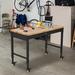 WFX Utility™ Manufactured Wood Top Height-Adjustable Workbench w/ Wheels Manufactured Wood in Black/Brown | 72 W x 25 D in | Wayfair