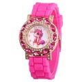 Montre à quartz étanche pour enfants montres-bracelets en silicone rose mode coréenne dessin