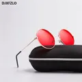 DJXFZLO-Lunettes de soleil rondes en métal verres marins rouge unisexe prince miroir UV400