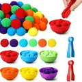 Jouets de pompons de comptage arc-en-ciel pour enfants de 3 ans tasse de tri jouets mentaires