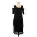 R&M Richards Cocktail Dress - Sheath Cold Shoulder Short sleeves: Black Solid Dresses - New - Women's Size 8