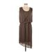 H By Halston Casual Dress - Wrap: Brown Solid Dresses - Women's Size 10