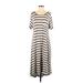 Lularoe Casual Dress - Midi: Gray Stripes Dresses - Women's Size Small