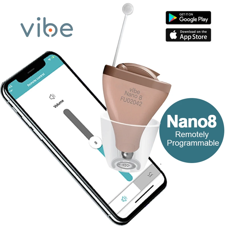 Vibe CIC In-Ear-Hörgeräte, digitales 8-Kanal-Hörgerät mit Nano-Beschichtung, programmierbares Hörgerät für Taubheit Image