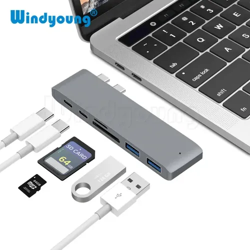 6 in 1 USB C Hub USB Typ C Hub Adapter für MacBook Pro/Air M1 m2 3 0 Thunderbolt 3 pd USB SD TF