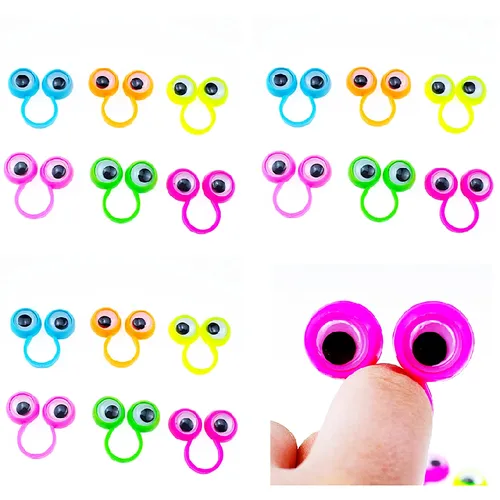 24 Stück Augen finger puppen Plastik ringe mit Wackel augen für Kinder geburtstags feier begünstigt