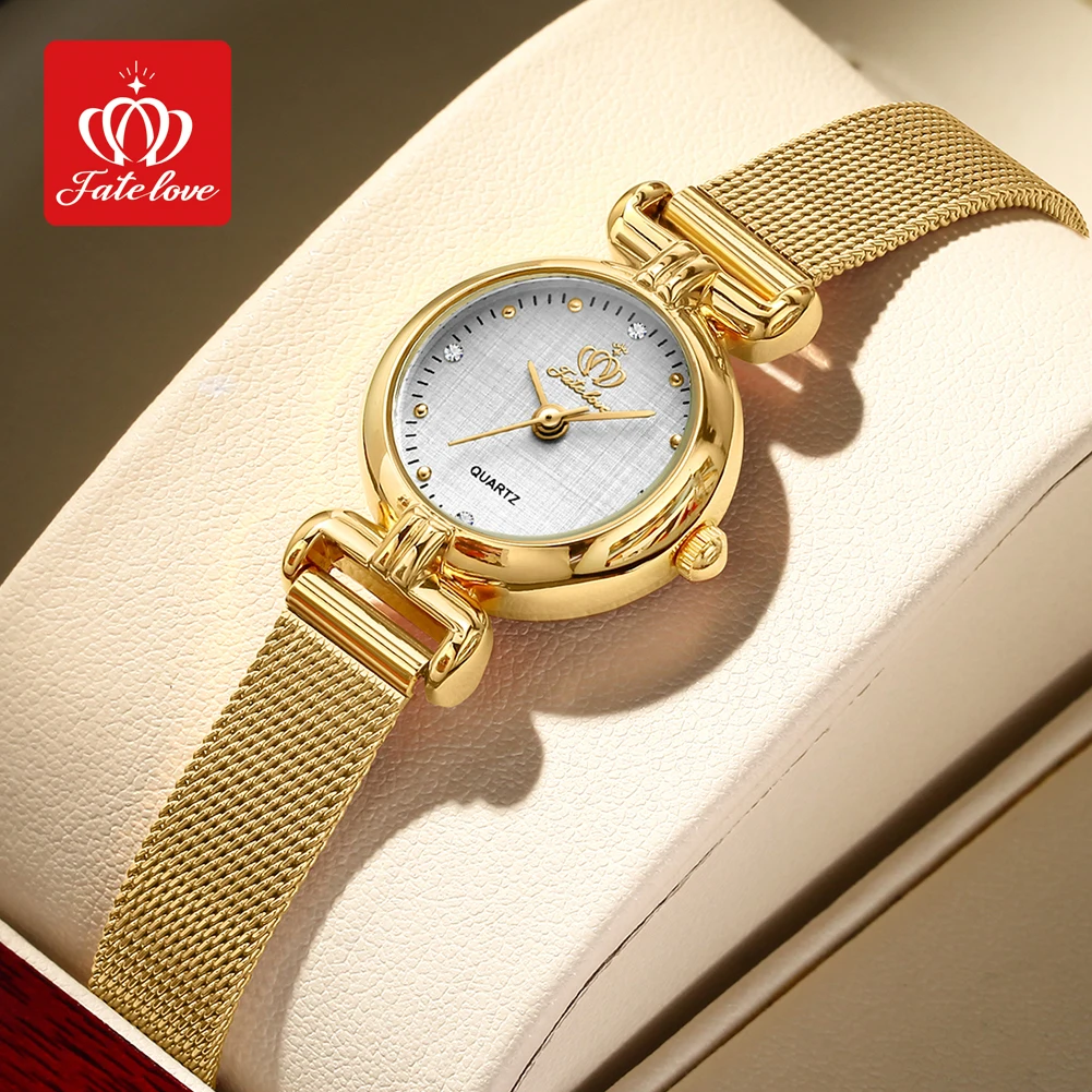 OPK Quarzuhr für Damen, Retro, elegant, goldenes Edelstahlarmband, Lederarmband, wasserdicht, schlichter Stil, Damenuhren Image