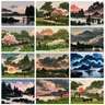RUOPOTY Modern Painting By Numbers On Canvas Coloring On Numbers Mountain River Landscape regalo fai