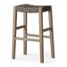 Maven Lane Emerson Bar Stool in Weathered Grey Wood Finish with Ronan Stone Vegan Leather - Gray - Bar - 31" seat height