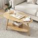 Coffee Table - Oval Wooden Table, Open Shelving for Storage and Display, 2 Tier Sofa Table