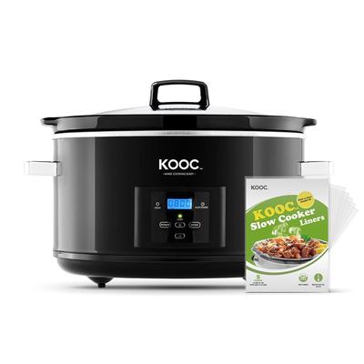 8.5-Quart Programmable Slow Cooker, with Digital Countdown Timer, Free Liners, Easy Clean, Upgraded Ceramic pot, Adjustable Temp