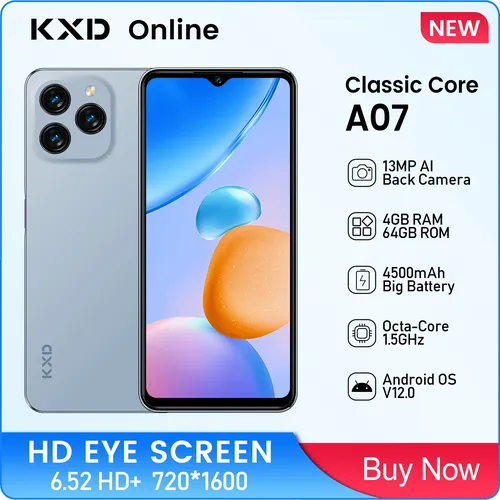 "KXD A07 Smartphone ohne Vertrag Günstig 6.52"" HD Octa-Core Android 12 4GB 64GB 13MP Kameras 4500mAh"