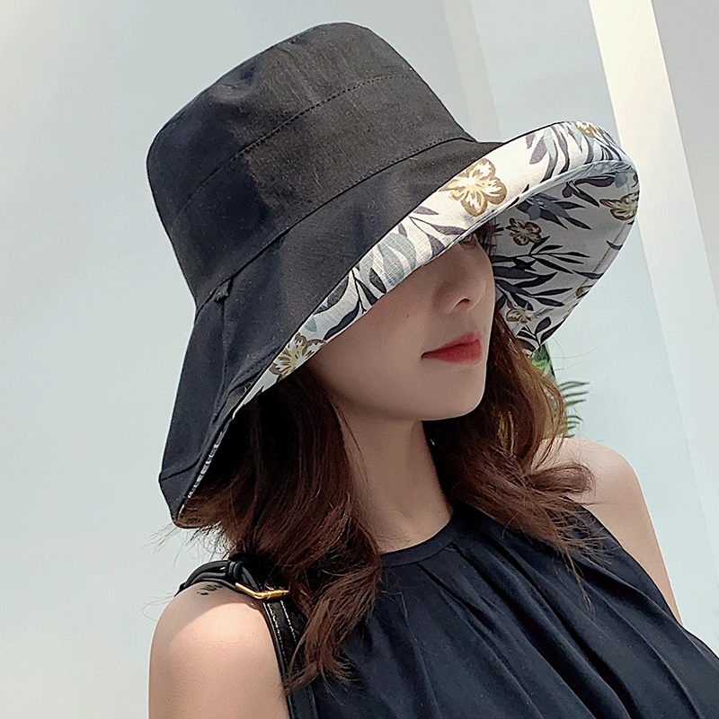 2023 Cappello da donna Cappello da pescatore Cappello da pescatore quattro stagioni da donna panamese Cappello a tesa larga Cappello da pescatore a doppia faccia Visiera parasole C