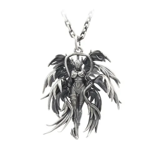 Herrenmode Angemon Anhänger Halskette Seraph sechs Flügel Engel lange Kette Halskette Gothic Punk
