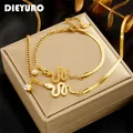 Dieyuro 316l Edelstahl Gold Farbe Schlange weiß Zirkon Halskette Armbänder für Frauen Mädchen neue