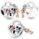DIY Fit Pandora Sie & Me Rose Key Heart Lock Charme Armband Frauen Disney Minnie Liebe Mickey Maus