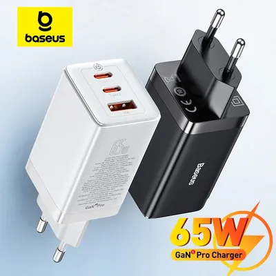 Baseus 65 W GaN Ladegerät Schnellladung Typ C PD QC Ladegerät USB Ladegerät Tragbares Schnellladegerät für Laptop iPhone 17 16 15 14 13 Pro