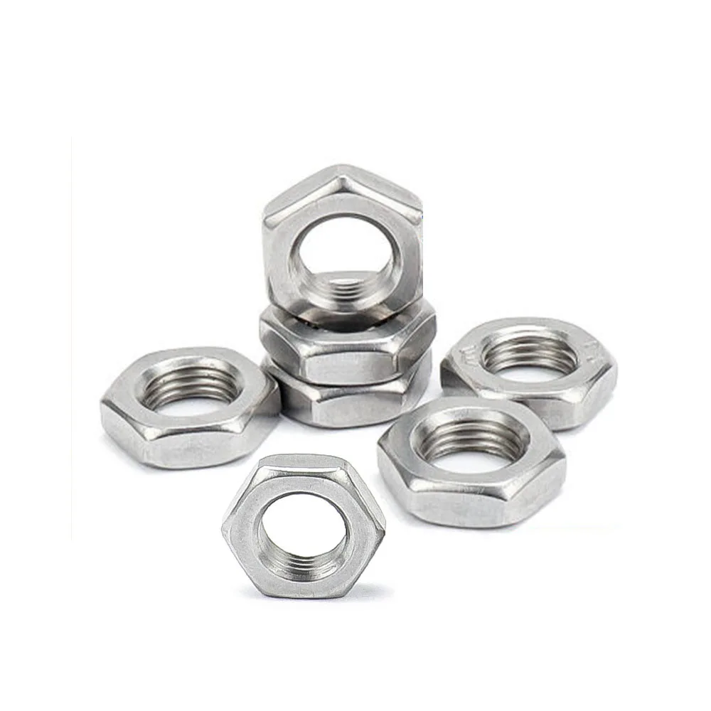 M3 M4 M5 M6 M8 M10 M12 M14 M16 M20 M24 M27 M30 M33 M36 M42 GB6172 304 Edelstahl Flachsechskant Sechskant dünne Mutter Marmeladenmutter Image