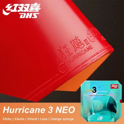 Original DHS Neo Hurricane 3-Tischtennis-Gummi, klebriger, professioneller Ping-Pong-Gummi mit hochdichtem Schwamm für Angriffsschlaufe Image