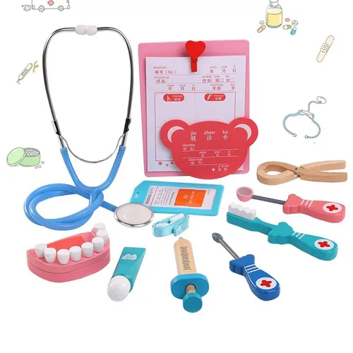 Unisex Kleinkind Pretend Spielen Stethoskop Spielzeug Arzt Spielzeug Holz Simulation Zahnarzt