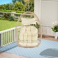 Egg Swing Chair Without Stand Patio Rattan Wicker Hanging Chair with Cushion and Pillow Wicker Rattan Swinging Egg Chair for Patio Garden Balcony