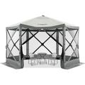 COBIZI 12 x12 Pop-up Gazebo Outdoor Camping Tent with 6 Sides Mosquito Netting Waterproof UV Resistant Portable Screen House Room Easy Set-up Party Tent with Carry bag Ground Spike Grey