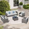 Ovios 5 Pieces Outdoor Patio Furniture All-Weather Sectional Sofa Loveseat for Lawn Steel Frame
