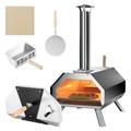 BULYAXIA Pizza Oven Outdoor Wood Pellet Fired Pizza Oven with 12 Inches Pizza Stone & Thermometer Portable Stainless Steel Grill Pizza Maker for Outside Backyard Party