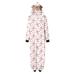 Virmaxy Matching Family Christmas Hooded Jumpsuit Pajamas Women Snowflake Plaid Xmas Printed Sleepwear Cute Elk Antler Hooded Zipper Loungewear Elastic Cuffs Romper Pink-A XS