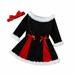 Girls Christmas Velvet Dress with Hood Little Girls Winter Sleeveless Dress Set Cape Set Fleece Hooded Cloak Set Christmas Santa Dress Suit Two-Piece Set Black 4-5 Years