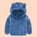 Utoimkio Toddler Baby Boys Girls Plush Hooded Jacket Cute Bear Ears Hoodies Coat Winter Thicken Warm Outwear for Kids Size 6M-4T