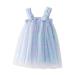 Fimkaul Girls Dresses Sleeveless Dot Tulle Suspenders Princess Dance Party Clothes Dress Baby Clothes Blue